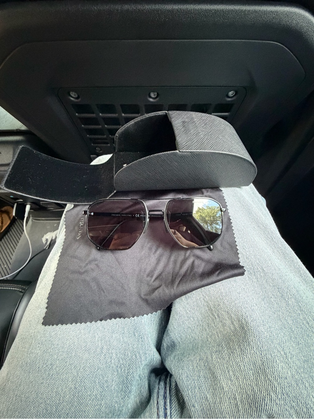 Prada Black Aviator Sunglasses with white trim
